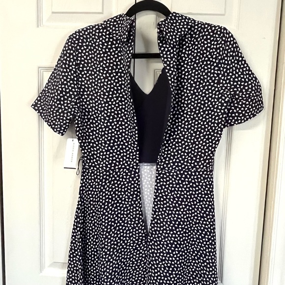 ALEXIA ADMOR Midi Heart Pattern Fit & Flare Collared Navy & White Dress Size 6 - Picture 12 of 16